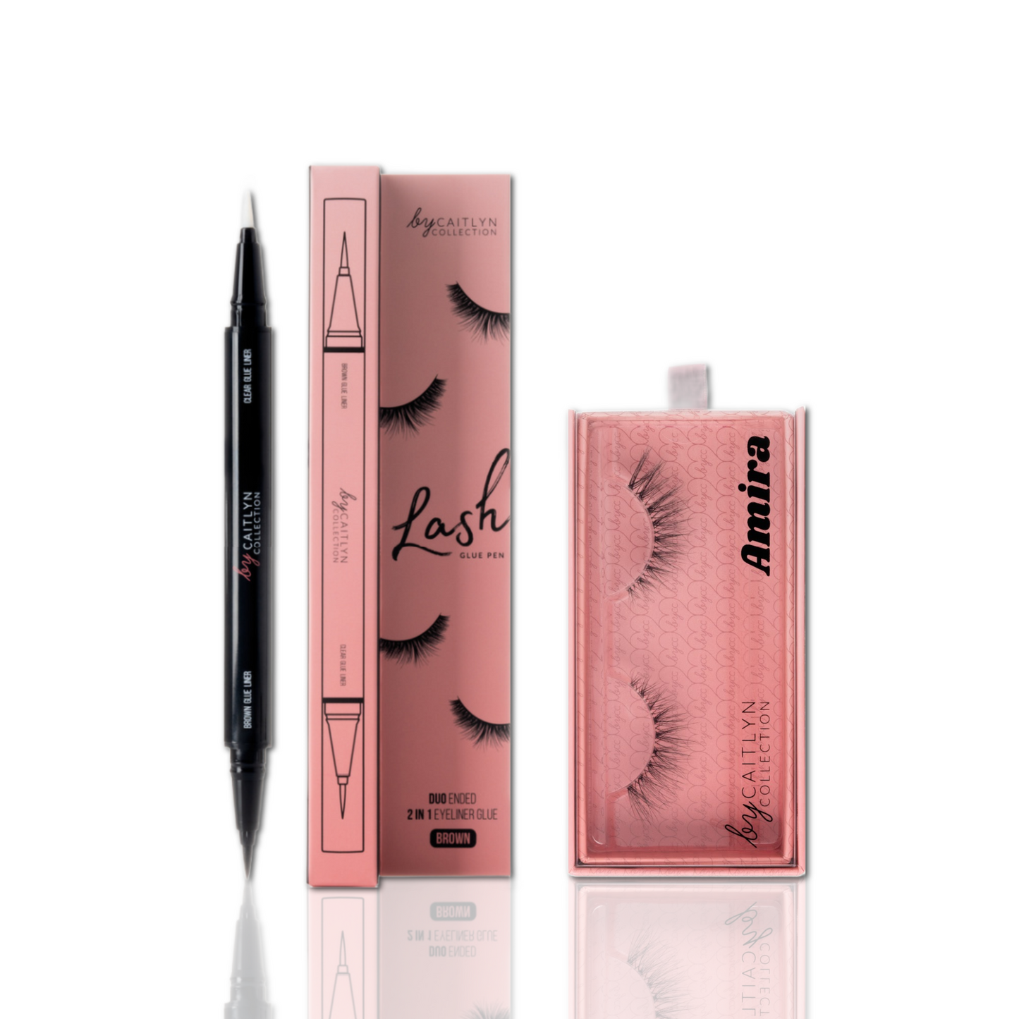 Brown Brush On Eye Lash Adhesive Glue Eyeliner Pen & Lash Duo