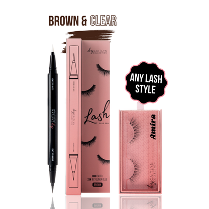 Brown 2-In-1 Eye Lash Adhesive Glue Eyeliner Pen & Lash Duo